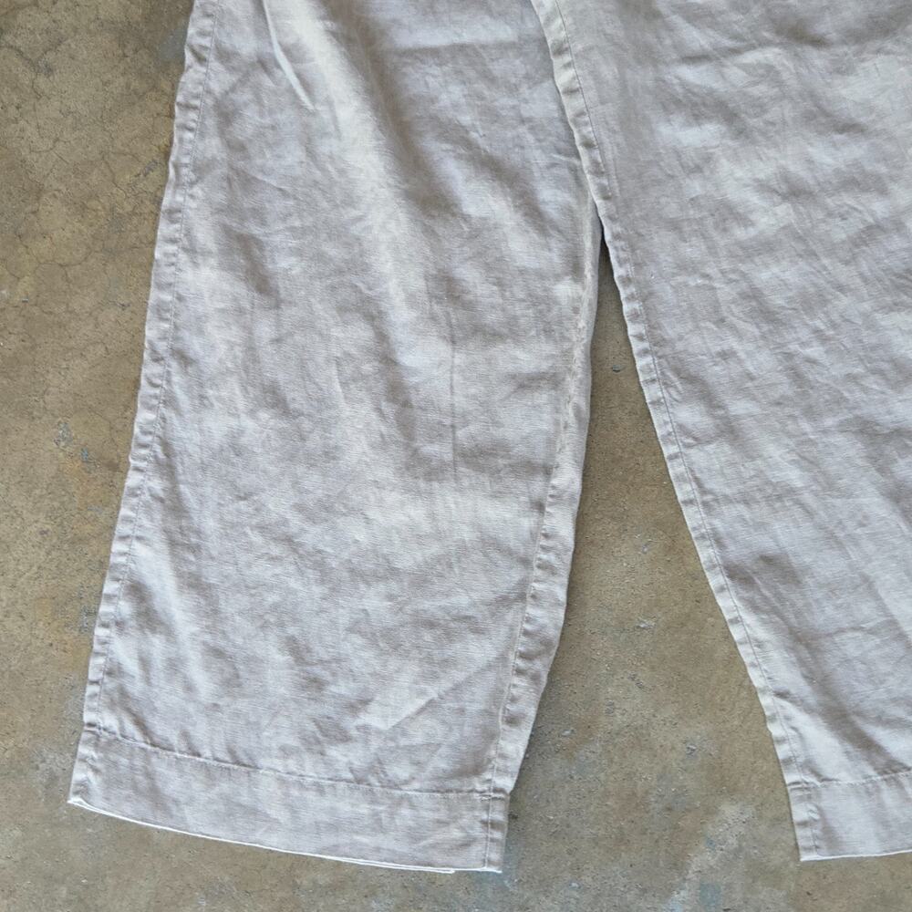 Madewell The Harlow Wide Leg Pant 100% Linen Size 8 Natural Pleated NJ996 - Picture 5 of 11